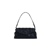 Desigual schwarze Schultertasche aus gewebtem Leder mit strukturiertem Muster