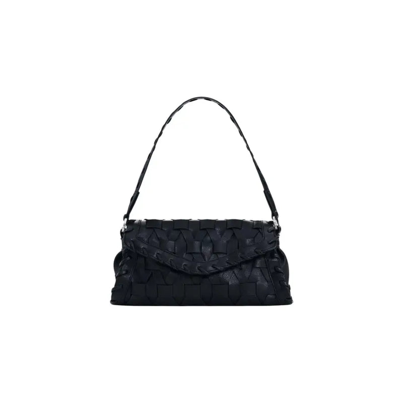 Desigual schwarze Schultertasche aus gewebtem Leder mit strukturiertem Muster