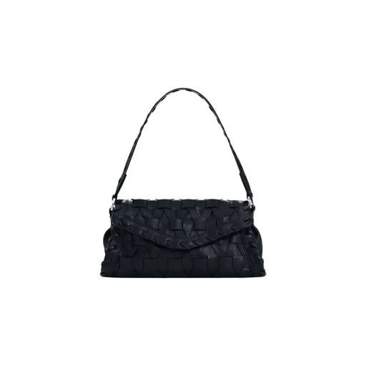 Desigual schwarze Schultertasche aus gewebtem Leder mit strukturiertem Muster