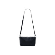 Desigual black quilted polyurethane crossbody handbag with sleek textured surface and adjustable shoulder strap