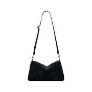 Black shoulder bag with textured floral pattern for Fall Winter Women collection