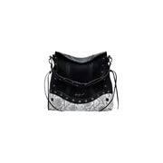 Black and white snakeskin print hobo bag with stud details for Desigual Black Women Handbag