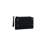 Desigual black zip wallet in polyurethane with silver studs and tassel