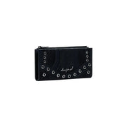 Desigual black zip wallet for women with silver grommets