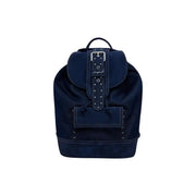 Desigual Rucksack aus marineblauem Wildleder mit Lederriemen und silberner Schnalle