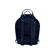 Navy blue suede backpack with leather straps and silver zipper details from Desigual fall winter collection