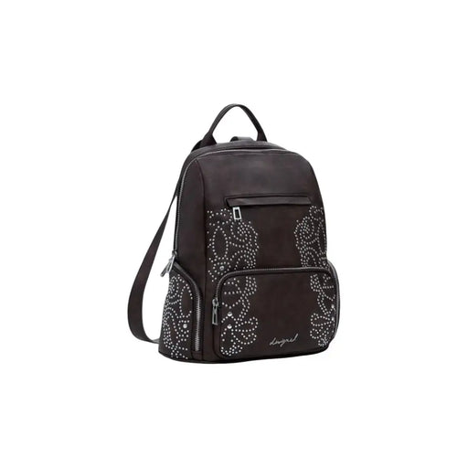 Black studded women’s backpack with multiple compartments from Desigual Brown Polyurethane Rucksack