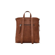 Brown leather convertible backpack with two zippered pockets from Desigual