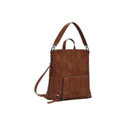Brown leather convertible backpack with studded accents from Desigual with interior and exterior pockets