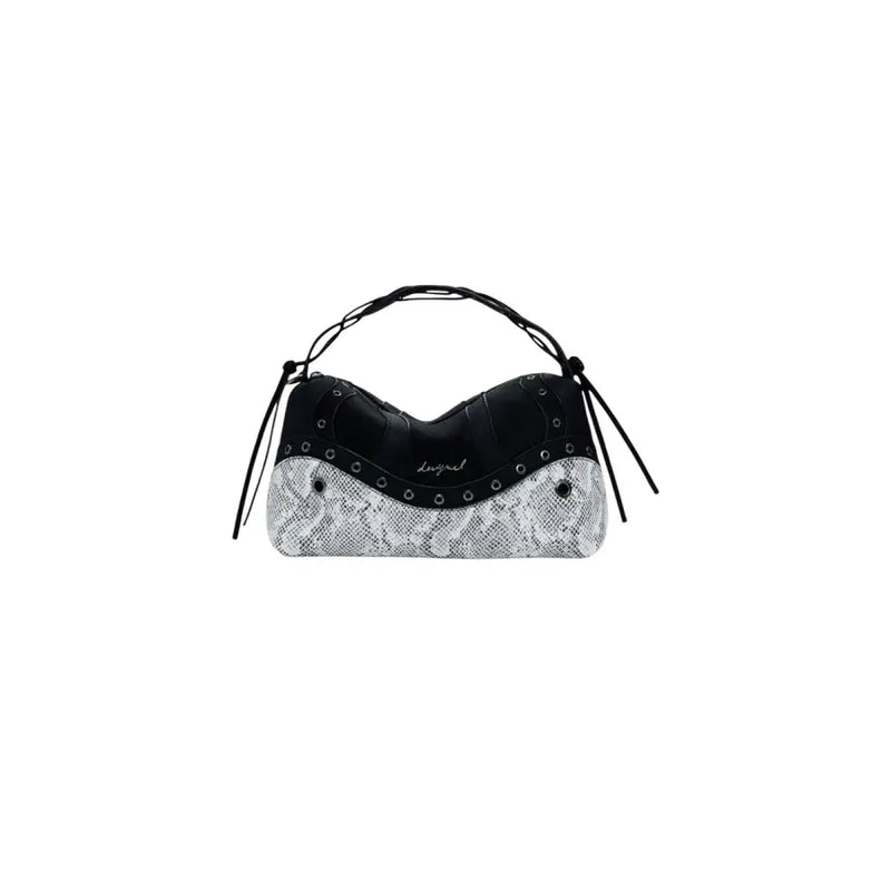 Black and white snakeskin print shoulder bag with silver grommets from Desigual Fall Winter collection