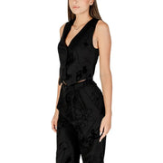 Black floral sleeveless vest and matching trousers from Desigual Floral Sleeveless V Neck Gilet for Women