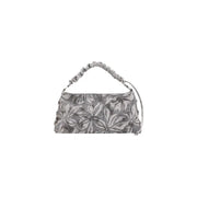 Desigual graue Baumwollhandtasche mit Blumenmuster, gerafftem Henkel und Riemen