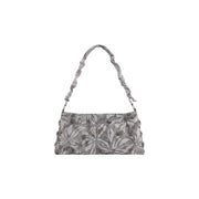 Desigual grey floral cotton handbag with ruched shoulder strap and zip pocket for secure storage