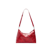 Desigual rote Polyester-Schultertasche mit Reißverschlusstaschen, glänzendem, elegantem Design