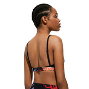 Desigual women bikini black polyamide elastane with black strap and vibrant colorful floral pattern on the band
