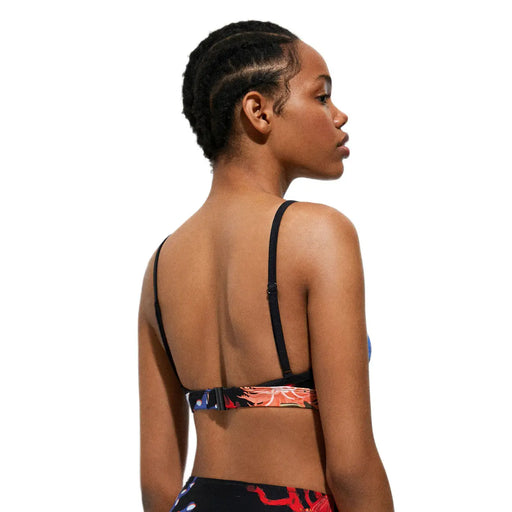 Desigual Damen-Bikini, schwarz, Polyamid-Elastan, mit schwarzem Träger und lebhaftem, farbenfrohem Blumenmuster am Band
