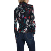 Desigual black floral long sleeve button-down blouse with red and green flowers