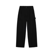 Schwarze Desigual Damen-Cargohose aus Viskose mit hohem Bund, geradem Bein, Bundfalten und Taschen