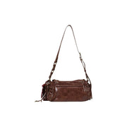 Desigual Damen-Umhängetasche aus braunem Kunstleder mit Schnürdetails und Kettenriemen, 17 cm