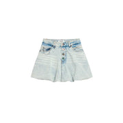 Desigual women cotton denim skirt light blue with front button closure and flared hem in light-wash denim