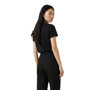 Schwarzes, kurzärmeliges, tailliertes Baumwoll-T-Shirt mit Rundhalsausschnitt von Desigual für Damen, Modell 26SWTK53
