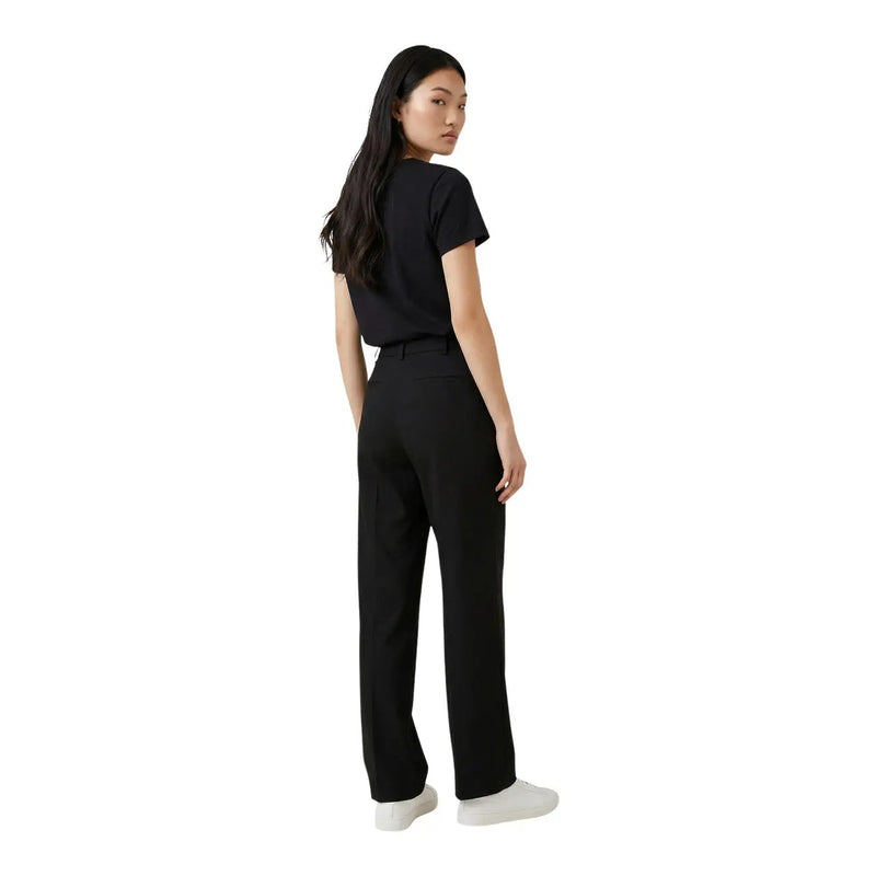 Schwarze, taillierte Baumwollhose mit elegantem, geradem Bein und dezenten Bundfalten für Damen von Desigual