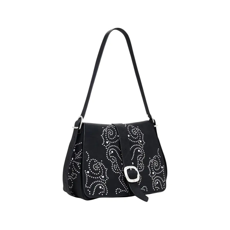 Black shoulder handbag with silver studs and buckle closure from Desigual Women Fall Winter collection