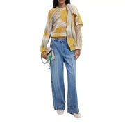 Yellow and beige abstract print long-sleeved sweater from Desigual Women Fall Winter collection