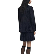 Navy blue floral print blazer and pleated skirt set from Desigual Women for Fall Winter