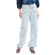 Desigual Damen-Cargohose aus hellblauer Baumwolle mit mehreren Taschen und Kordelzugbund für lässige Kleidung