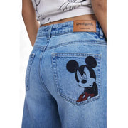 Light-wash blue denim jeans with Mickey Mouse graphic on back pocket from Desigual Women