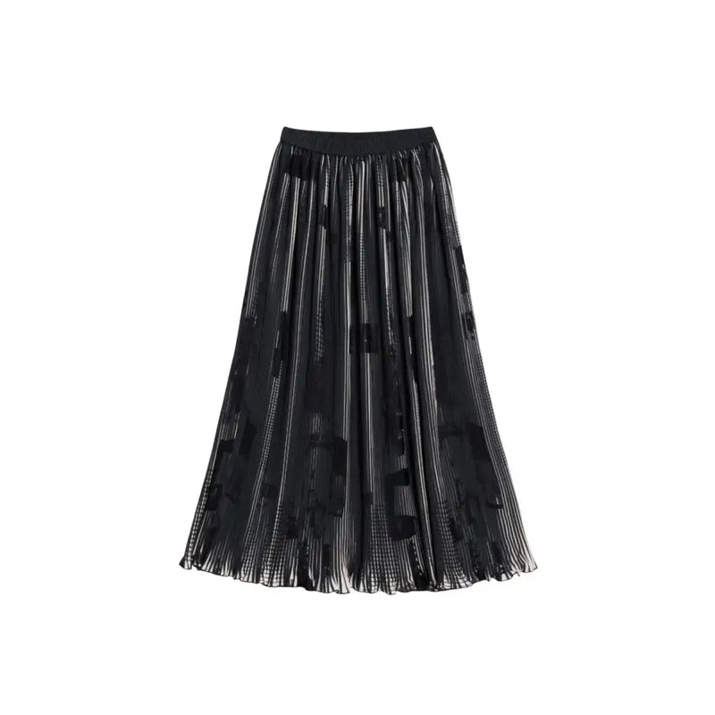 Black pleated midi skirt with subtle pattern from Desigual Women Printed collection