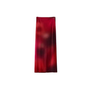 Desigual women red polyester skirt with a flowing gradient red silk scarf featuring subtle sheen and soft folds