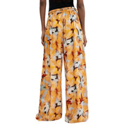 Desigual Damenhose, orange, mit Blumenmuster, Viskose, weites Bein, mit leuchtendem gelb-weiß-schwarzem Blumenmuster