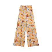 Desigual Damenhose, orange, geblümt, Viskose, weites Bein, elastischer Bund und Kordelzug mit leuchtend gelben und grauen Akzenten