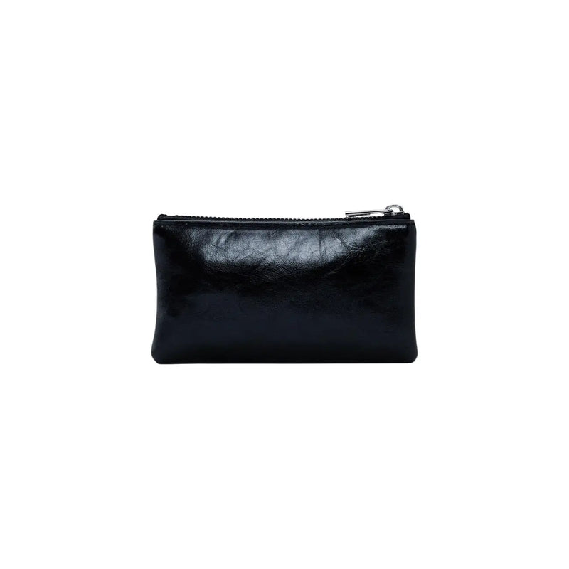 Desigual Damen-Geldbörse, schwarzes Polyurethan-Etui mit Reißverschluss, elegantem Lederfinish und silberfarbenem Metallreißverschluss.