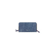 Hellblaue Desigual Damengeldbörse aus Baumwolle mit Denim-Struktur, farbigen Schleifenbändern und dezentem Designerlogo, 19 x 11 x 2,5 cm