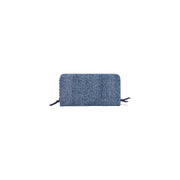 Desigual Damengeldbörse aus hellblauem Baumwoll-Denim-Gewebe mit Reißverschluss und Stoffbändern, 19 x 11 x 2,5 cm