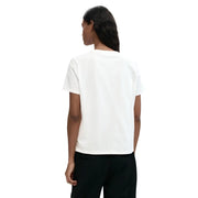 Weißes, kurzärmeliges Baumwoll-T-Shirt von Desigual für Damen mit schlichtem Rundhalsausschnitt.