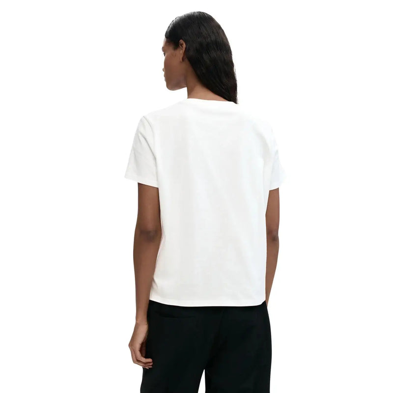 Weißes, kurzärmeliges Baumwoll-T-Shirt von Desigual für Damen mit schlichtem Rundhalsausschnitt.