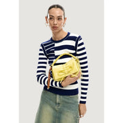 Desigual yellow leather handbag with braided handle shoulder strap front bow detail and multiple pockets