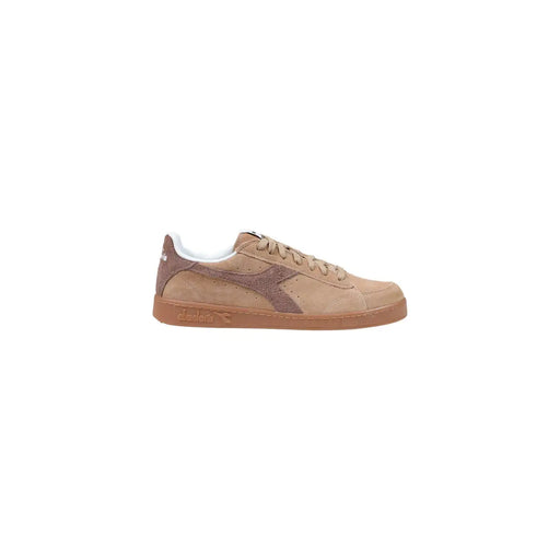 Diadora men blue leather game low suede sneakers with tan suede and brown leather stripe and gum rubber sole