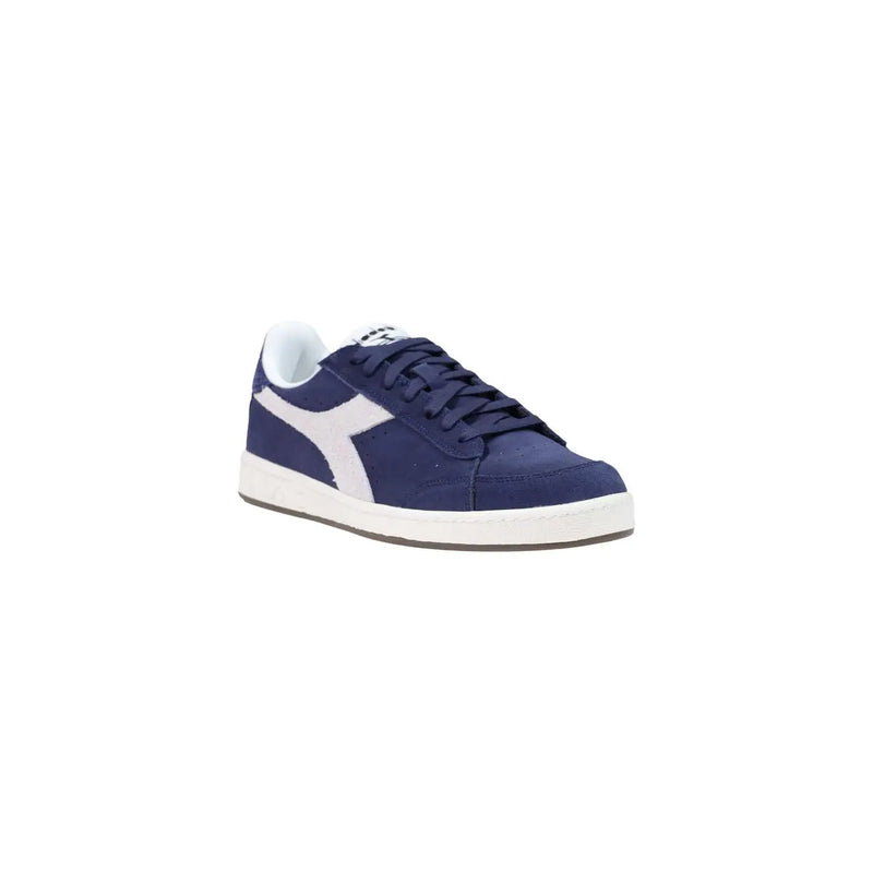 Marineblau diadora Herren-Sneaker aus Wildleder mit weißen Akzenten und Obermaterial aus Leder, Ansicht von der Rückseite