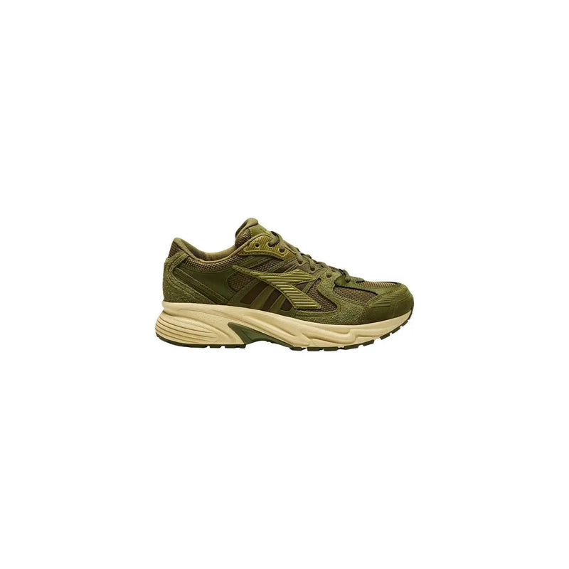 Diadora Graue Herren-Sneaker Mythos Star aus Ledermischung in Olivgrün und Beige mit Mesh- und Synthetik-Overlays.