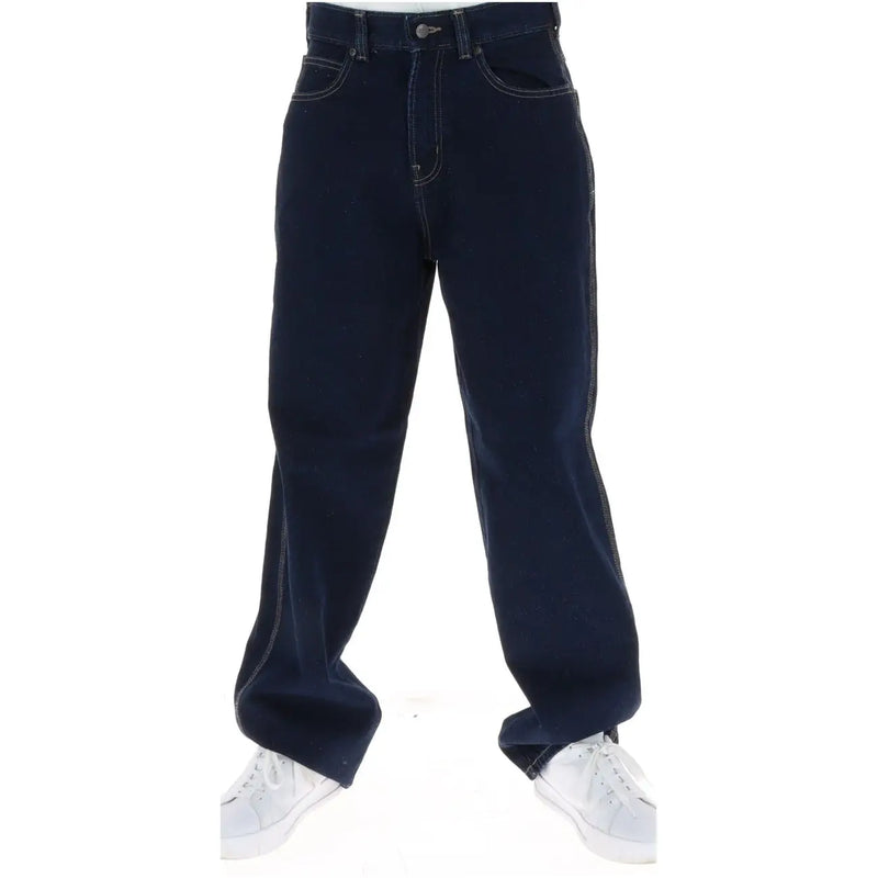 Dickies Herrenjeans in Dunkelindigo mit weißen Ziernähten und Fünf-Taschen-Design, Vorderansicht