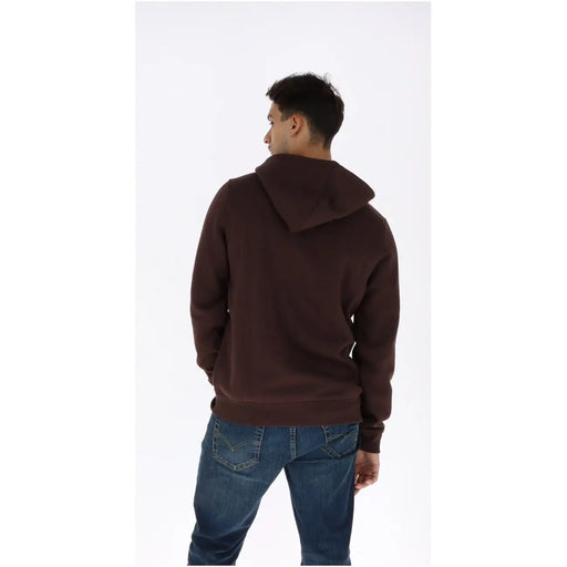 Dickies Brauner Herren-Hoodie aus Baumwolle mit weichem, dunkelbraunem Fleece-Material, klassischer Kapuze und gerippten Bündchen.