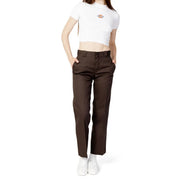 Braune Dickies Damenhose mit geradem Bein aus Baumwollmischgewebe, geeignet für Freizeit und Beruf