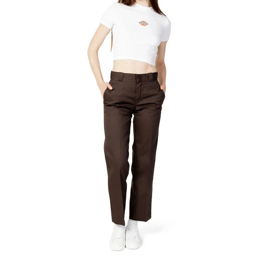 Braune Dickies Damenhose mit geradem Bein aus Baumwollmischgewebe, geeignet für Freizeit und Beruf