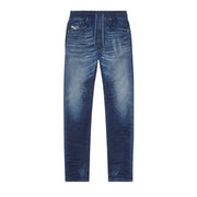 Diesel Herrenjeans aus dunkelblauem Denim mit verwaschenem Look und elastischem Bund, Vorderansicht
