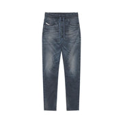 Diesel Herrenjeans aus dunkelblauem Denim mit Kordelzugbund und dezenter Waschung, Vorderansicht